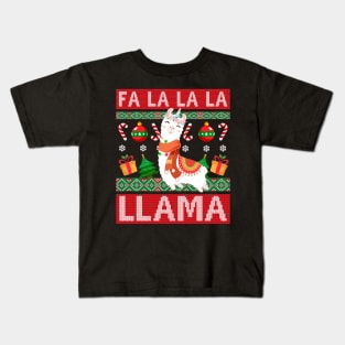 Fa La La La Llama Ugly Christmas Kids T-Shirt